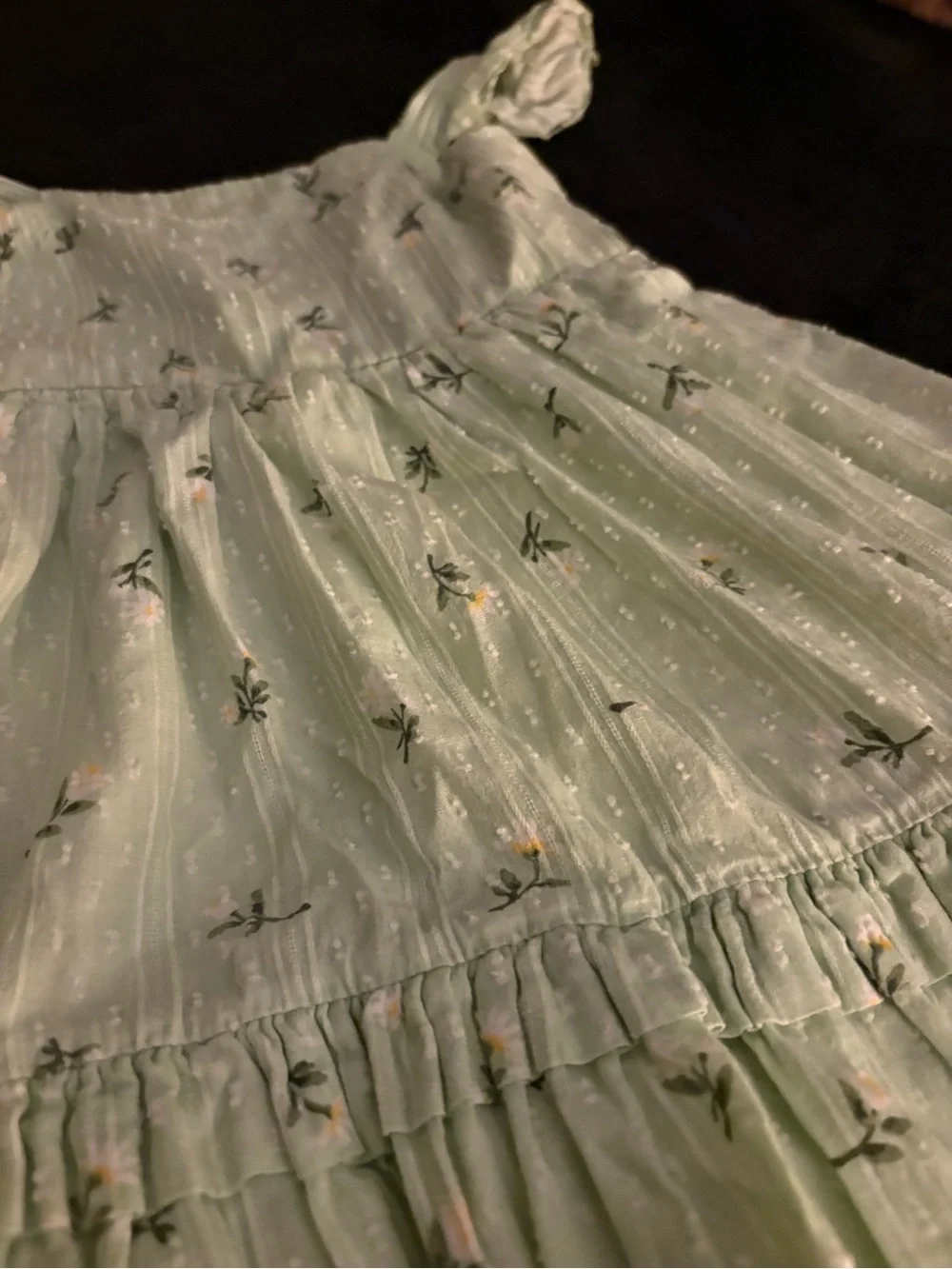 Tahari Light Sage Green Floral Ruffle Dress for Girls